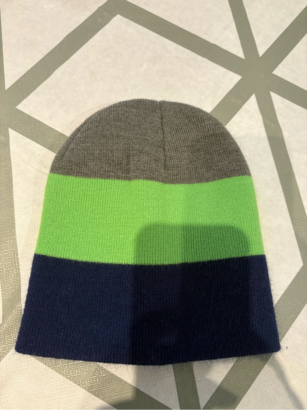3/15$ Unbranded Kids Triple-Stripe Knit Beanie - Gray, Green & Navy